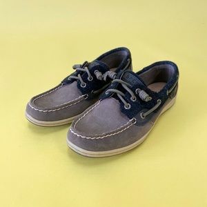 Sperry gray suede and blue plaid sneakers